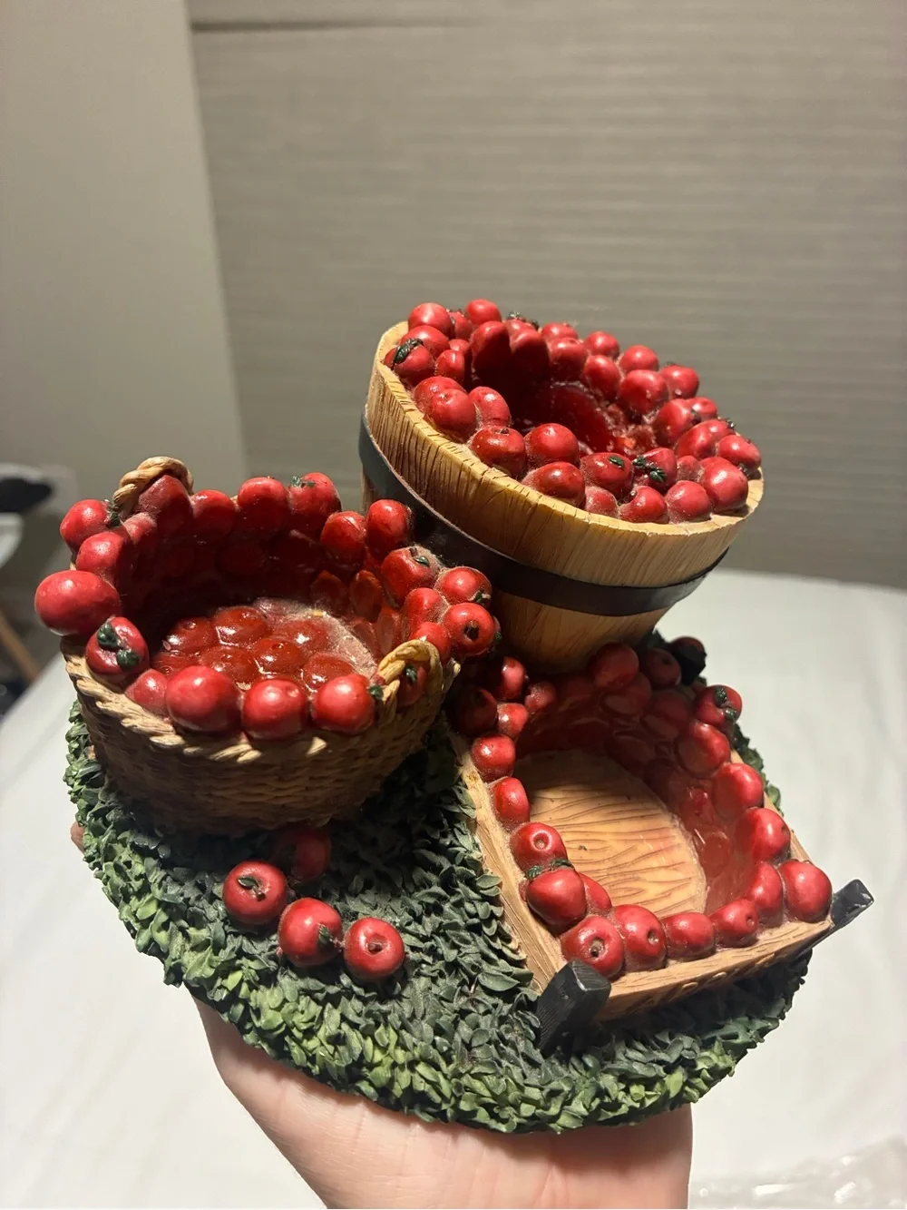 Decorative Red Apple Harvest Figurine - Tea light candle Holder